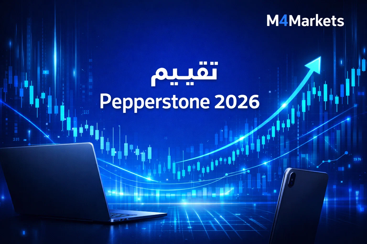 تقييم شركة Pepperstone لعام 2026 وتحليل شامل لظروف التداول والرسوم مع لوجو M4Markets.