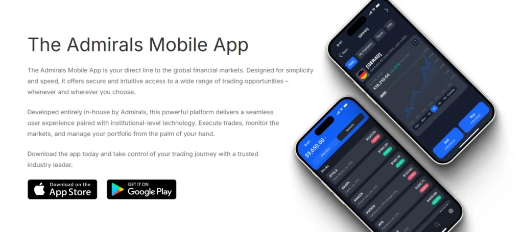 Admirals (Admiral Markets) 브로커의 MT4/MT5 모바일 앱 사용 예시. 폭넓은 기술 분석 및 교육 자료를 제공합니다.