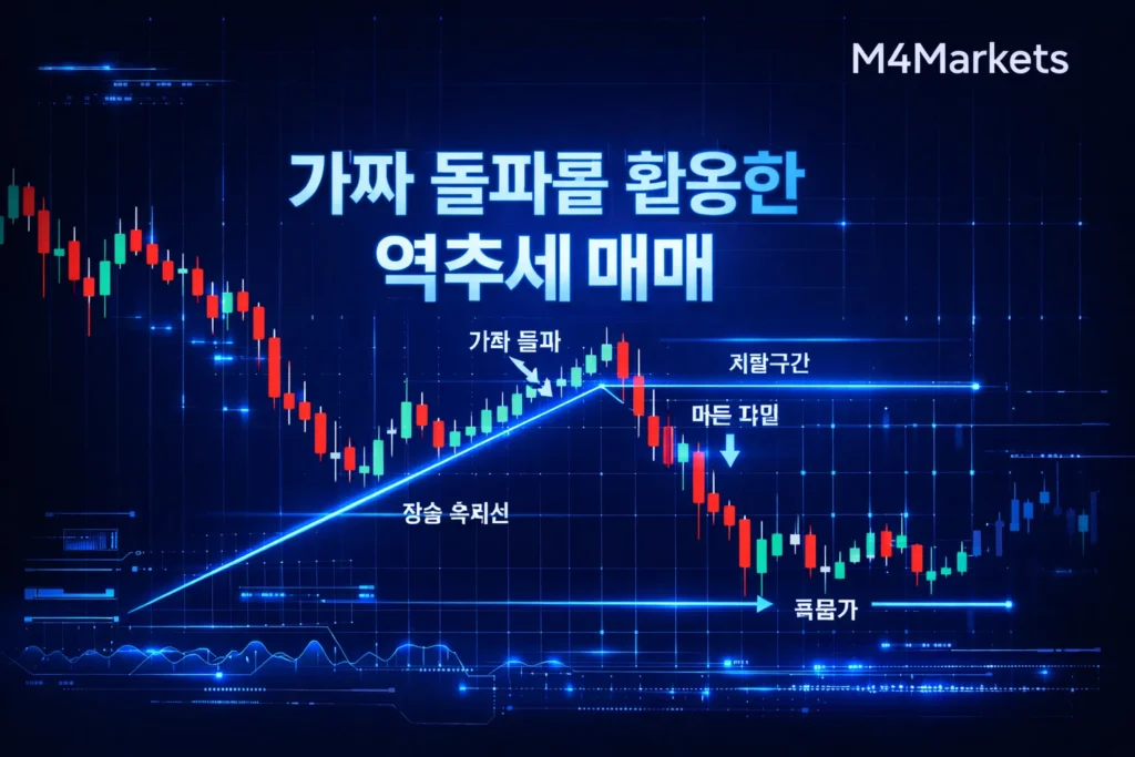 가짜 돌파를 활용한 역추세 매매 전략의 성공적인 반전 패턴 시각화