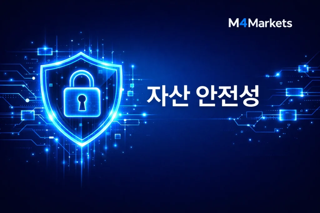 XM의 법적 규제 준수와 고객 자산 보호 및 보안 시스템을 상징하는 테크니컬 이미지.