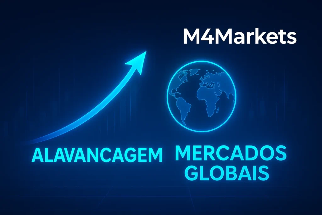 Imagem futurista que simboliza as Vantagens de Negociar CFDs, destacando a Alavancagem e o acesso a Mercados Globais.