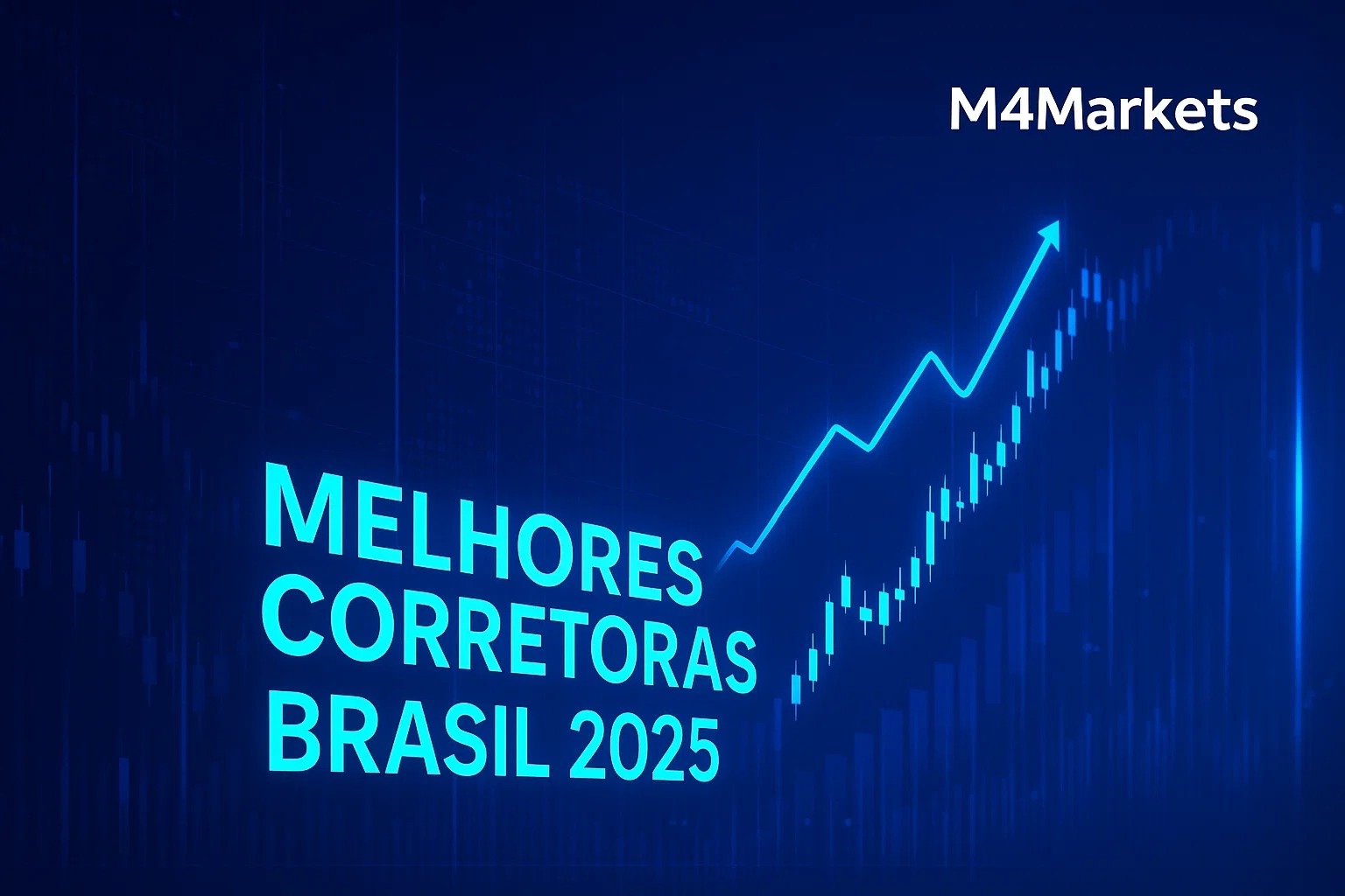 Imagem conceitual futurista de trading de CFDs de índices no Brasil. Gráfico dinâmico em neon azul sobre fundo azul escuro, com logo M4Markets no canto.
