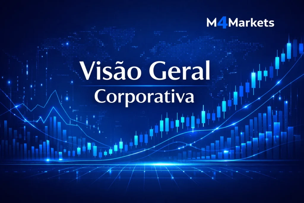 Visão geral corporativa da CMC Markets com estilo moderno e elementos de alta tecnologia.