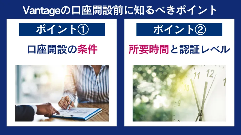 Vantageの口座開設前に知るべきポイントをまとめた画像
