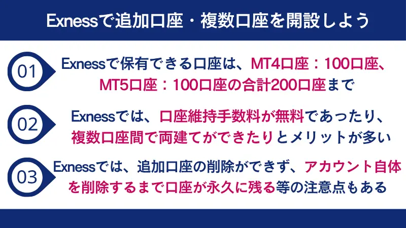 Exnessで追加口座・複数口座を開設しよう