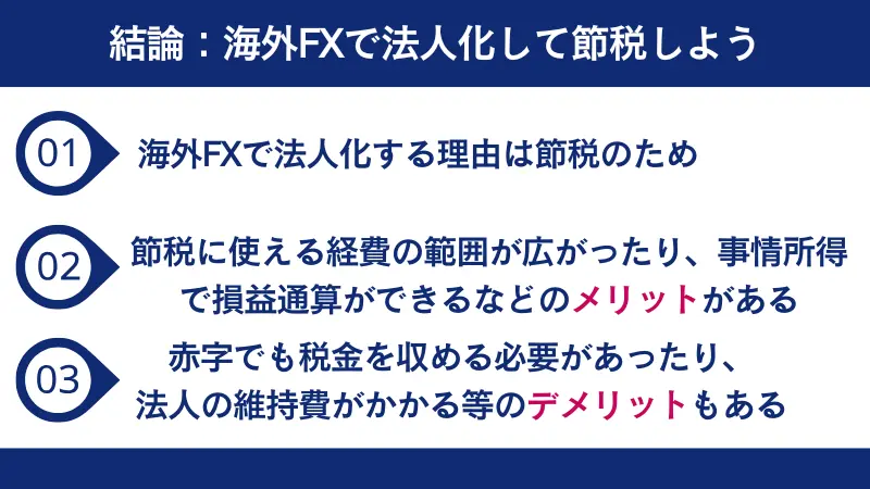 海外FXの法人化のまとめ